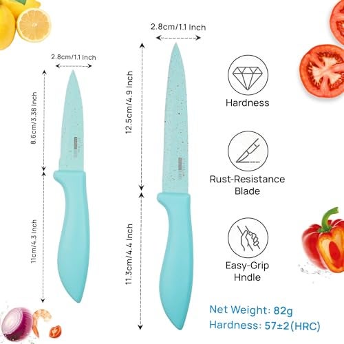 SKYTONE Kitchen Knife Set Stainless Steel 2 Pieces Professional Chef Knife with Santoku Paring Knife Vegetable Cutting & Chopping Sharp Blade, Ergonomic Handy Handle for Kitchen (Green) - Image 3