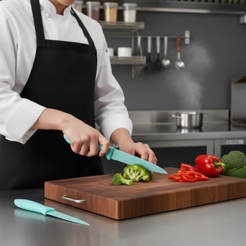 SKYTONE Kitchen Knife Set Stainless Steel 2 Pieces Professional Chef Knife with Santoku Paring Knife Vegetable Cutting & Chopping Sharp Blade, Ergonomic Handy Handle for Kitchen (Green) - Image 4