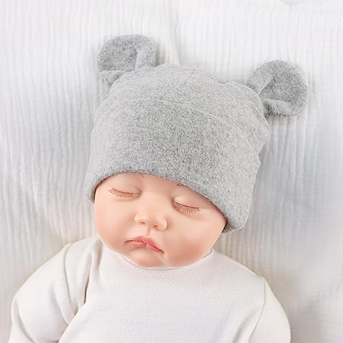 PESAAT Newborn Hospital Hat 0-12Months Preemie Boys Girls Beanie Solid Infant Baby Hats Autumn Winter (US, Age, Preemie, Double Layer/3Pack-B) - Image 4