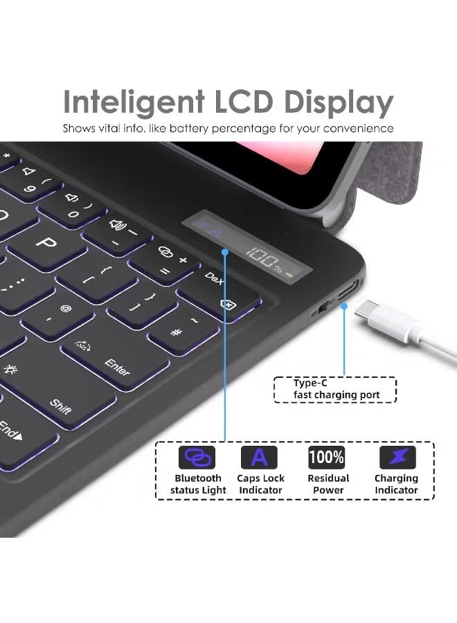 ZOOMEE Keyboard Case for Samsung Galaxy Tab S11 S9 S8 S7 11" S10 Lite/S9 FE/S10 FE 10.9" Magnetic Floating Stand, Trackpad, 7 Color Backlight, UK QWERTY (X400/X520/X510/X730/X710/X700/T870 Series) - Image 4