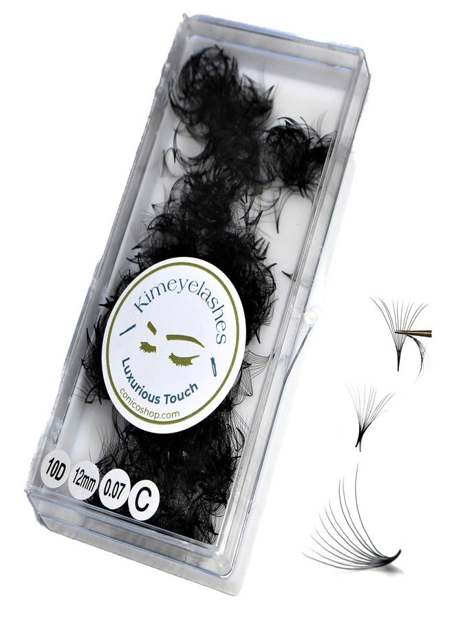 10D - 0.07 C and D Curl 1000 Premade volume fans loose Fans, Handmade eyelash extensions supplies Russian volume lash promade fan (10D - 0.07 - Curl C, 11mm) - Image 1