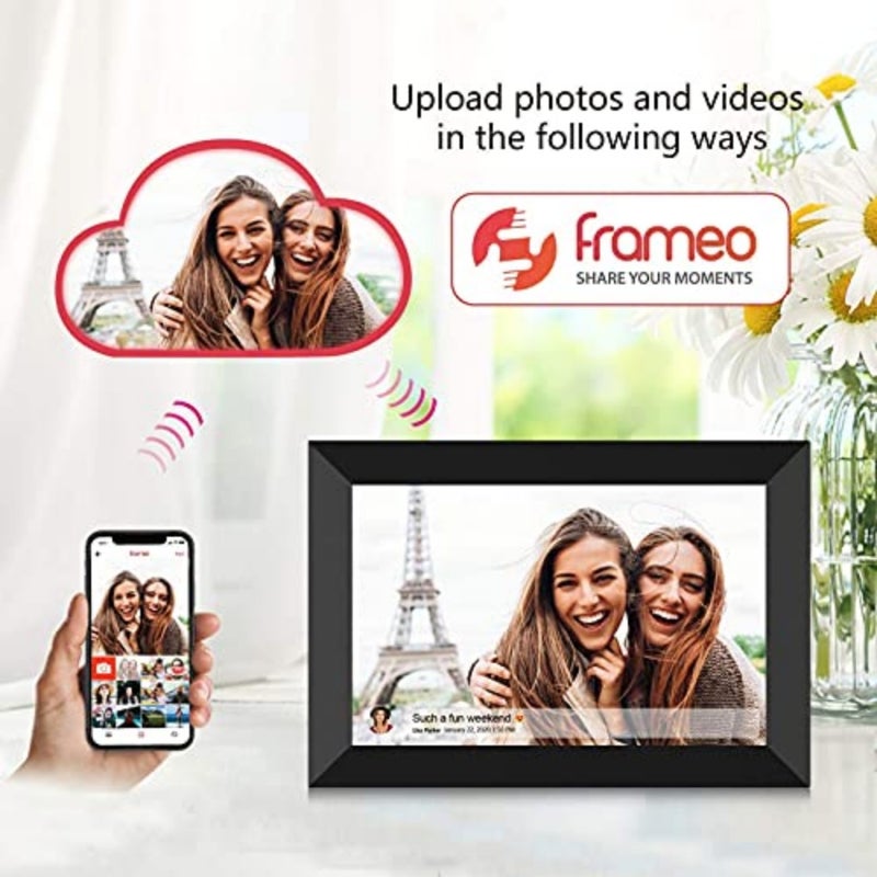 إطار صور رقمي 32 جيجابايت FRAMEO 10.1 ذكي WiFi، شاشة لمس 1280x800 IPS مع تدوير تلقائي، تخزين مدمج 32 جيجابايت، مشاركة الصور ومقاطع الفيديو على الفور عبر تطبيق Frameo - Image 2