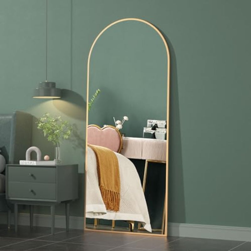 Full Length Mirror, 162 53cm Arch Mirror Floor Mirror with Stand, Gold Arched Full Body Standing or Leaning Mirror for Bedroom, Living Room - Image 2