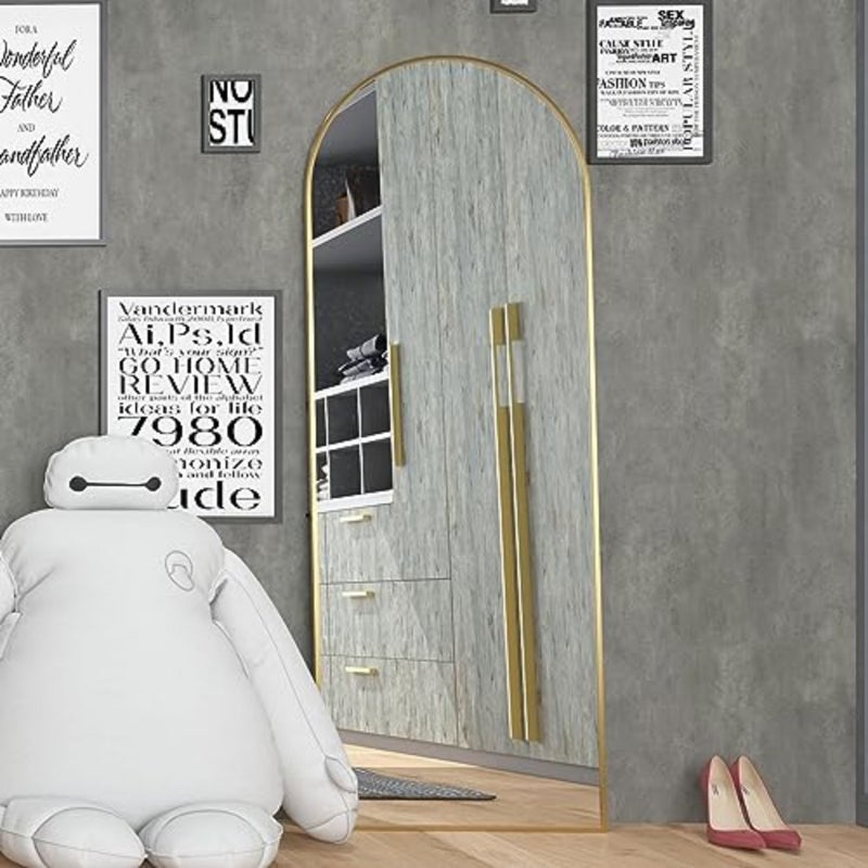 Full Length Mirror, 162 53cm Arch Mirror Floor Mirror with Stand, Gold Arched Full Body Standing or Leaning Mirror for Bedroom, Living Room - Image 3