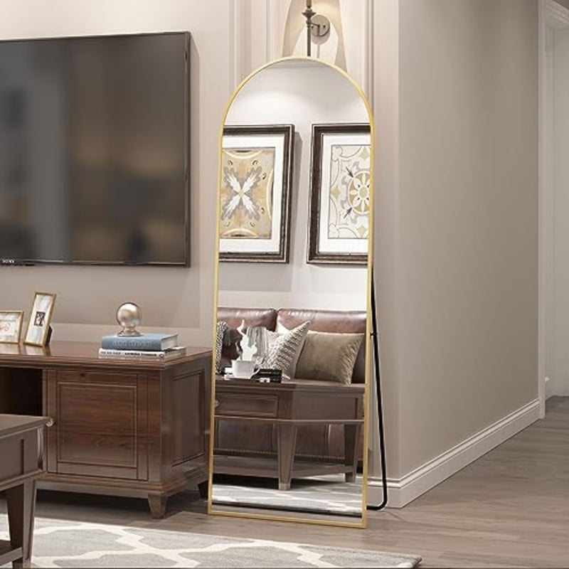 Full Length Mirror, 162 53cm Arch Mirror Floor Mirror with Stand, Gold Arched Full Body Standing or Leaning Mirror for Bedroom, Living Room - Image 4