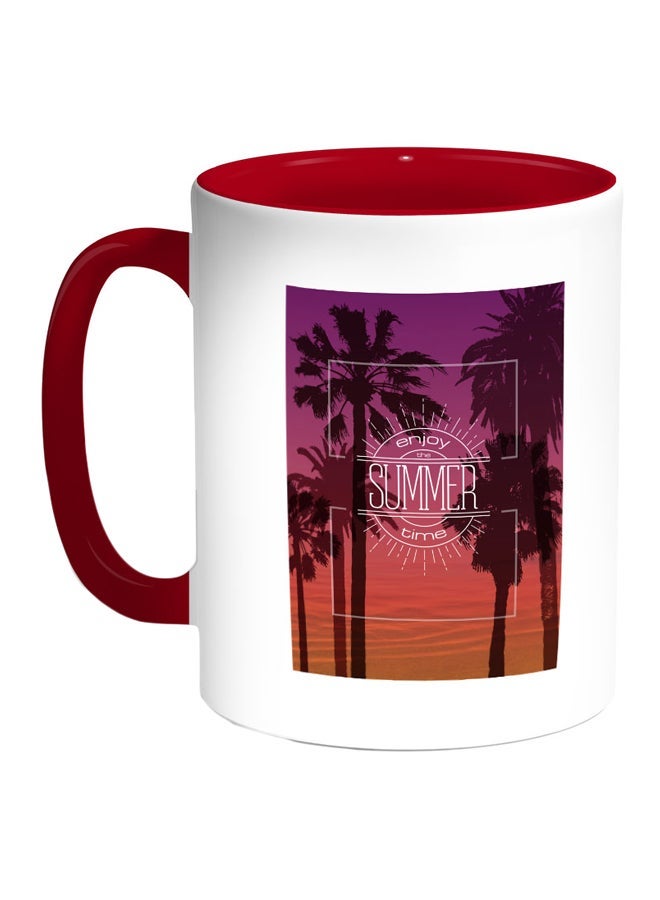Enjoy The Summer Time Printed Coffee Mug Red/White/Purple 11ounce