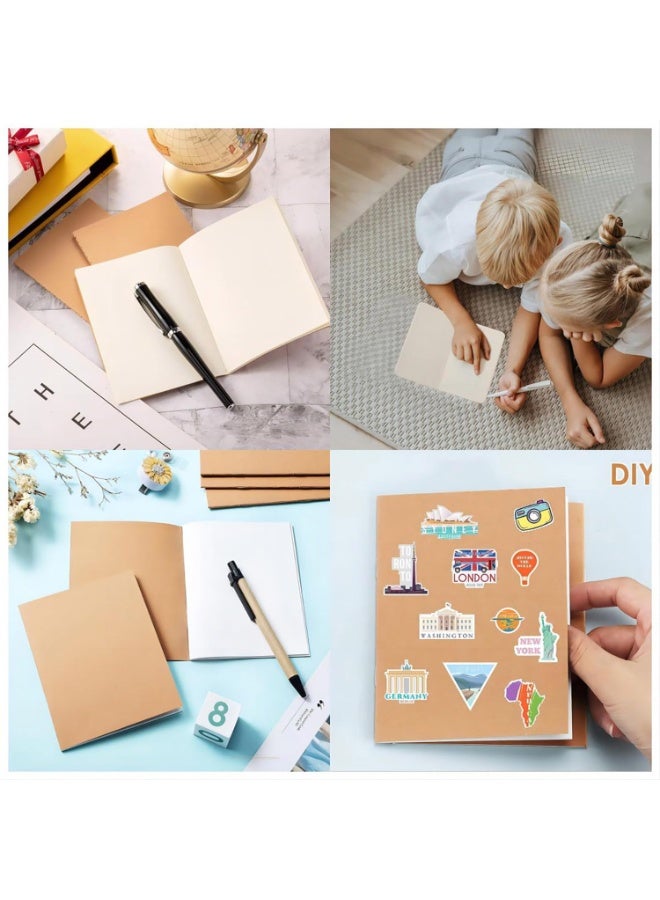 دفتر جيب، 6 عبوات دفاتر صغيرة ذات غلاف ناعم 3.5" × 5.5" دفتر كرافت بني صغير مذكرة للرجال والنساء والأطفال والمسافرين والكتّاب، 30 ورقة، 60 صفحة مخططة، كتاب واجبات طلاب الجامعات (فارغ) - Image 3