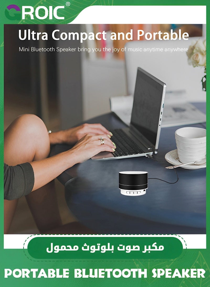 جرويك مكبر صوت محمول بتقنية البلوتوث، لاسلكي البلوتوث مع أضواء LED، بصوت عالي الدقة يدعم بطاقة TF، AUX، صغير للاستخدام الداخلي/الخارجي، المنزل، الشواء، الشاطئ والسفر (أسود) - Image 4