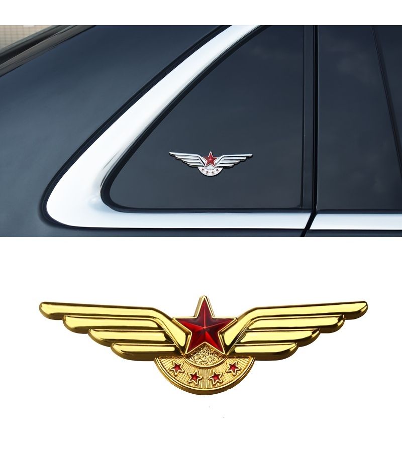Golden Metal Five Star Angel Wing Badge For Car Trunk Fender Side Panel - Image 4