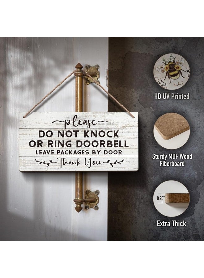 YZEXEZY Do Not Knock or Ring Doorbell Sign - 6"x12" Wooden Front Door Hanger - Leave Packages at Door - No Soliciting - Image 2