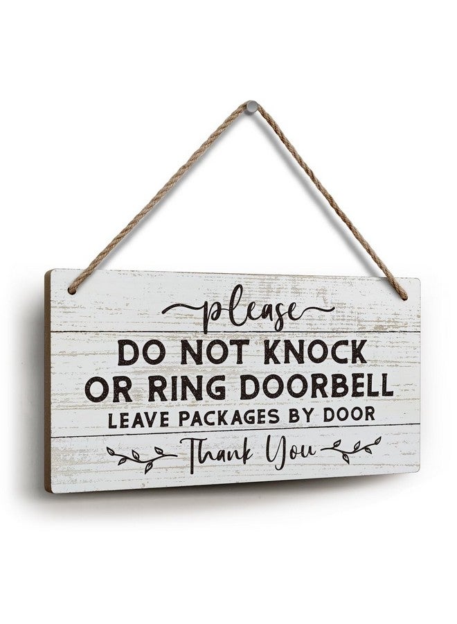 YZEXEZY Do Not Knock or Ring Doorbell Sign - 6"x12" Wooden Front Door Hanger - Leave Packages at Door - No Soliciting - Image 1