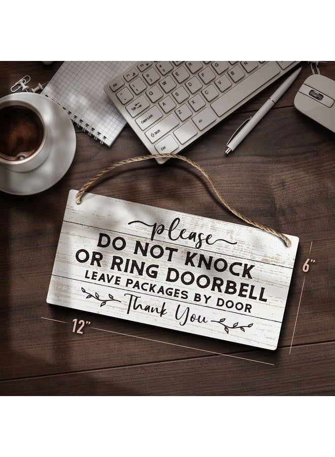 YZEXEZY Do Not Knock or Ring Doorbell Sign - 6"x12" Wooden Front Door Hanger - Leave Packages at Door - No Soliciting - Image 5