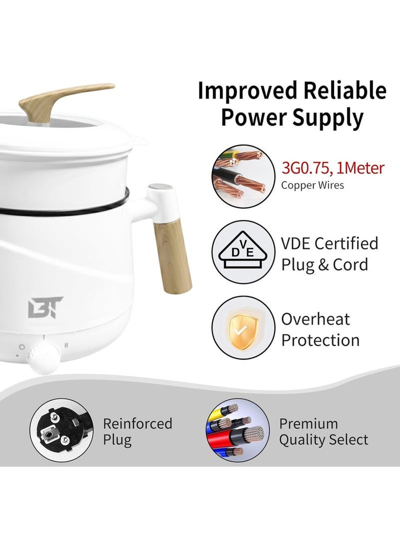 BT Electric Ramen Cooker 1.5L – Multifunctional Hot Pot & Noodle Cooker, Non-Stick Electric Cooking Pot with Lid for Soup, Pasta & Quick Meals - Image 3