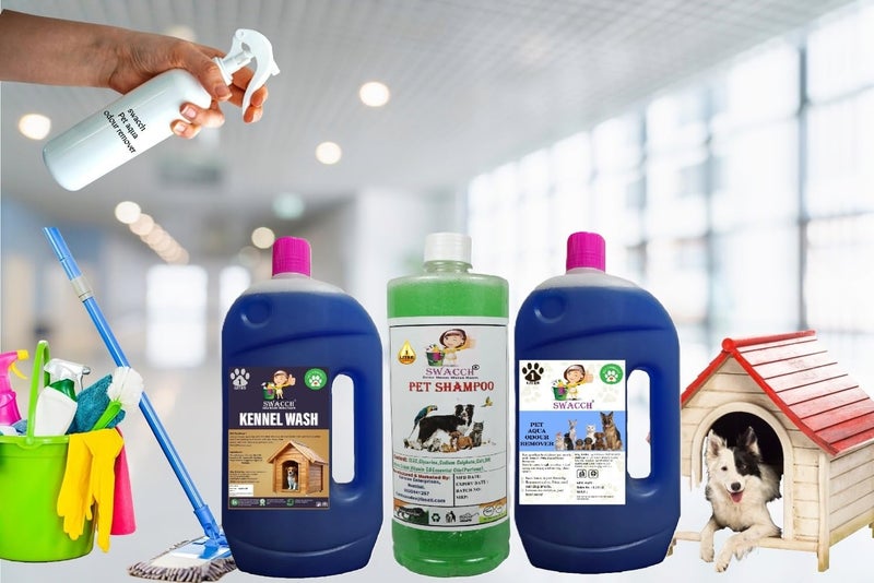 swacch Kennel Wash (Lavender) + Pet Shampoo (Neem Alovera) I Pet Aqua Odour Remover (Lavender) 1 Litre Combo Pack of 3 Economical Pack I Dog and Cat Friendly - Image 2