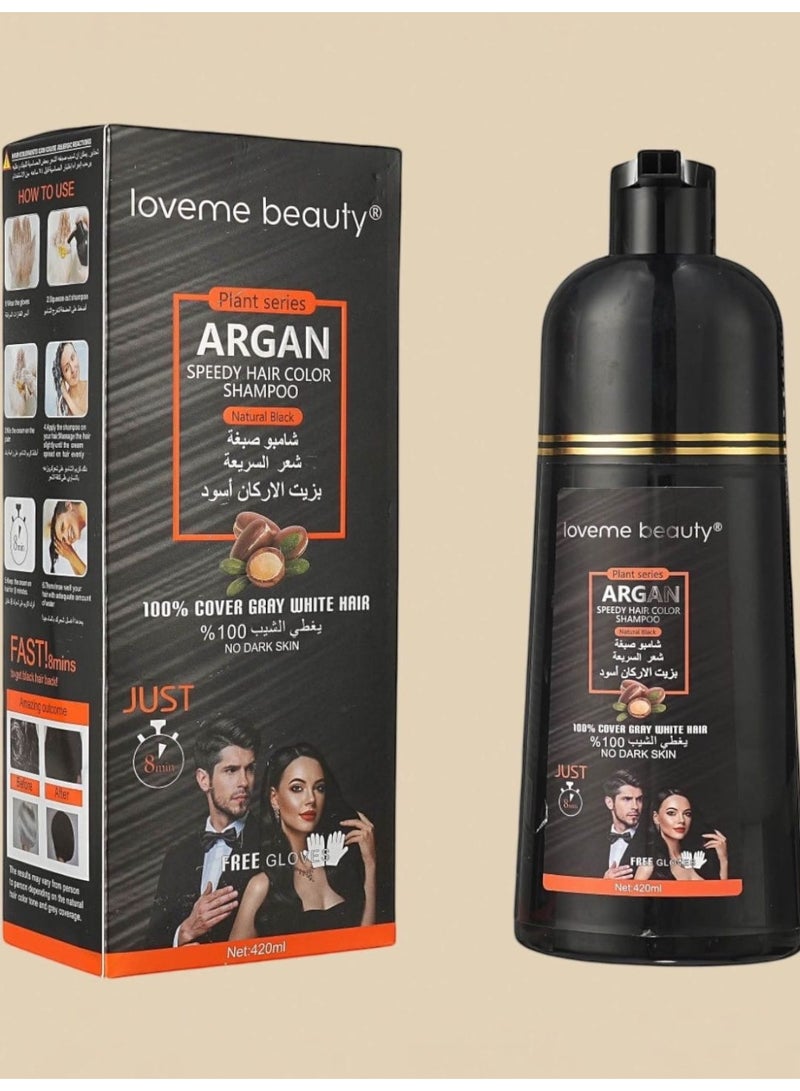 LOVEME BEAUTY ARGAN SPEEDY HAIR COLOR SHAMPOO NATURAL BLACK