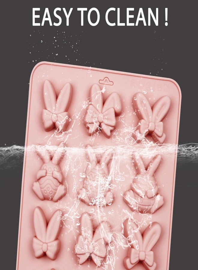 Fchil Easter Bunny and Bow Silicone Molds, 24-Cavity Chocolate Candy Making Tray, Holiday Theme Baking Molds for Jelly Pudding Ice Cube Cookie, 2-Pack - Image 3