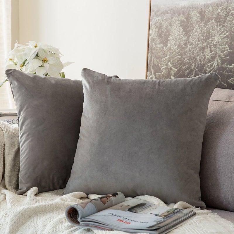 MIULEE MIULEE Pack of 2 Velvet Soft Solid Decorative Square Throw Pillow Covers Set Cushion Case for Sofa Bedroom Car 20 x 20 Inch 50 x 50 Cm  - Image 1