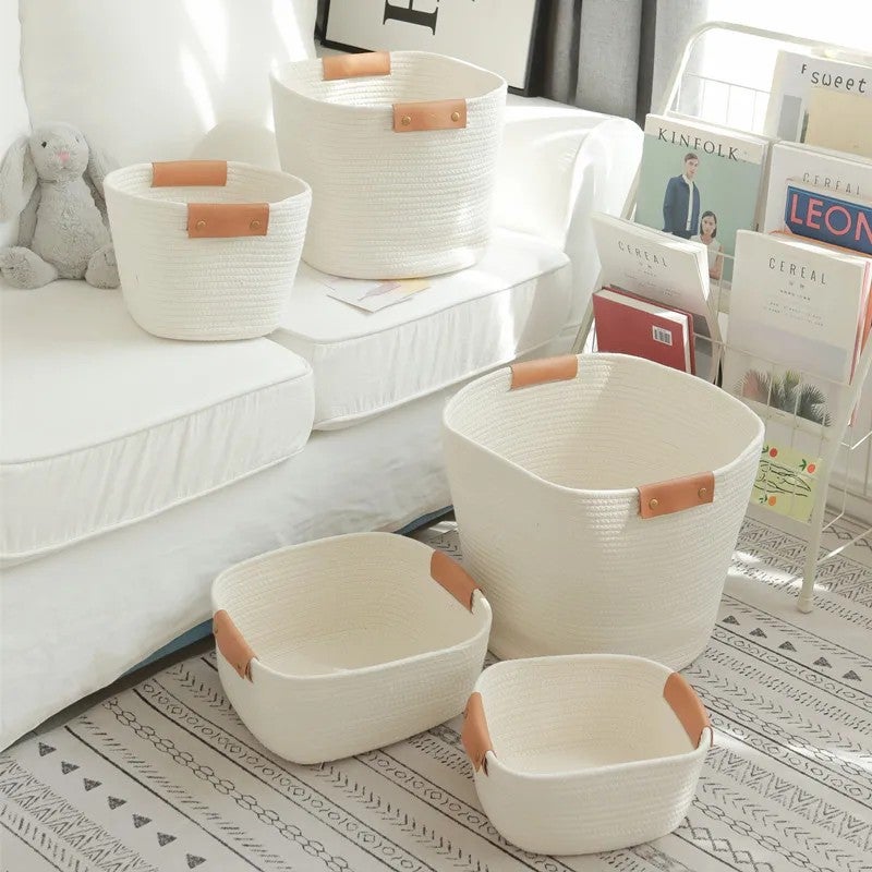 Y&D Large Woven Rope Laundry Basket, Soft Nursery Hamper Organizer for Kids Toys & Home Decor with Handles - Image 3