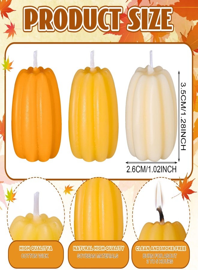 Conelist 12 Pcs Fall Pumpkin Shaped Candles Mini Pumpkin Votive Candles Thanksgiving Autumn Orange Yellow Handmade Soy Wax Scented Decoration for Gifts Home Bedroom Bathroom Party - Image 4