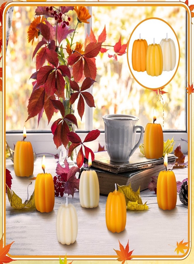 Conelist 12 Pcs Fall Pumpkin Shaped Candles Mini Pumpkin Votive Candles Thanksgiving Autumn Orange Yellow Handmade Soy Wax Scented Decoration for Gifts Home Bedroom Bathroom Party - Image 3