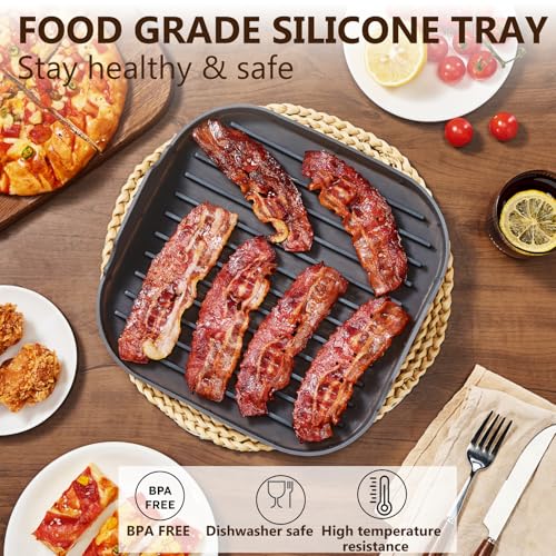 Jillmo Silicone Microwave Bacon Cooker, Large Microwave Bacon Tray, Grey - Image 2