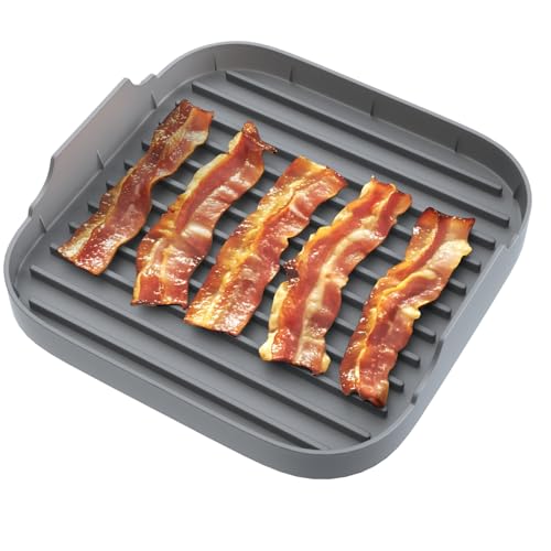 Jillmo Silicone Microwave Bacon Cooker, Large Microwave Bacon Tray, Grey - Image 1