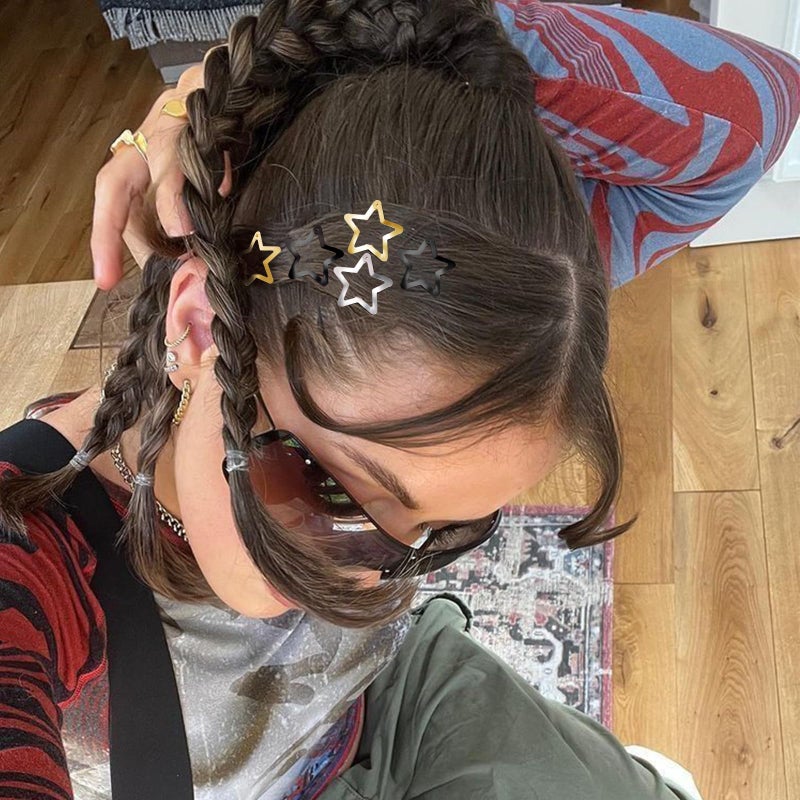 SAOROPEB Star Hair Clips 2000s Y2K Snap Hair Barrettes Non Slip Star Hair Accessories Black Gold Silver Metal Hair Clips for Girls Women -30 PCS 1.18" - Image 3