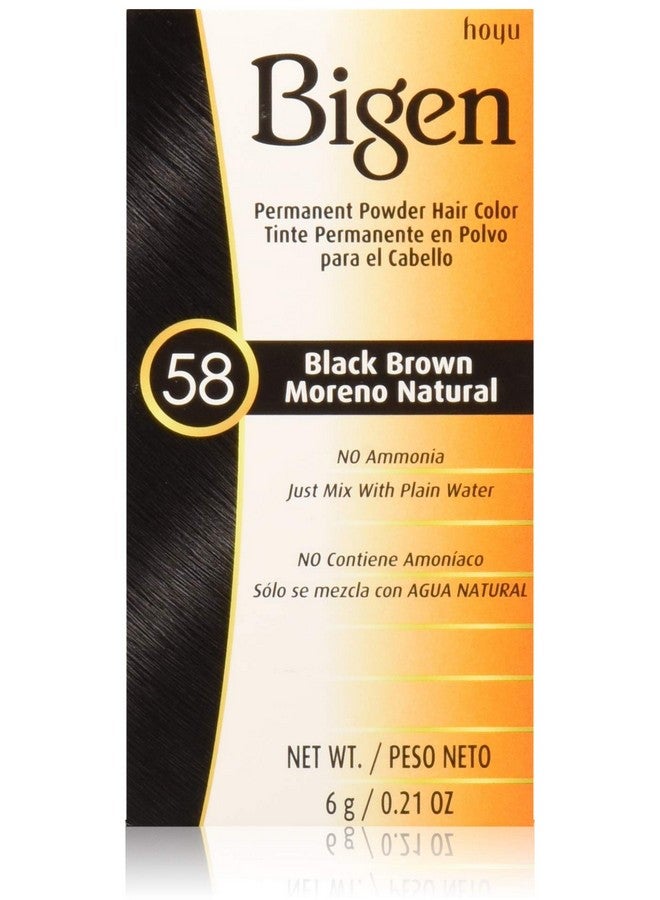 Bigen Permanent Powder Hair Color 58 Black Brown 1 Ea (Pack Of 4) - Image 1