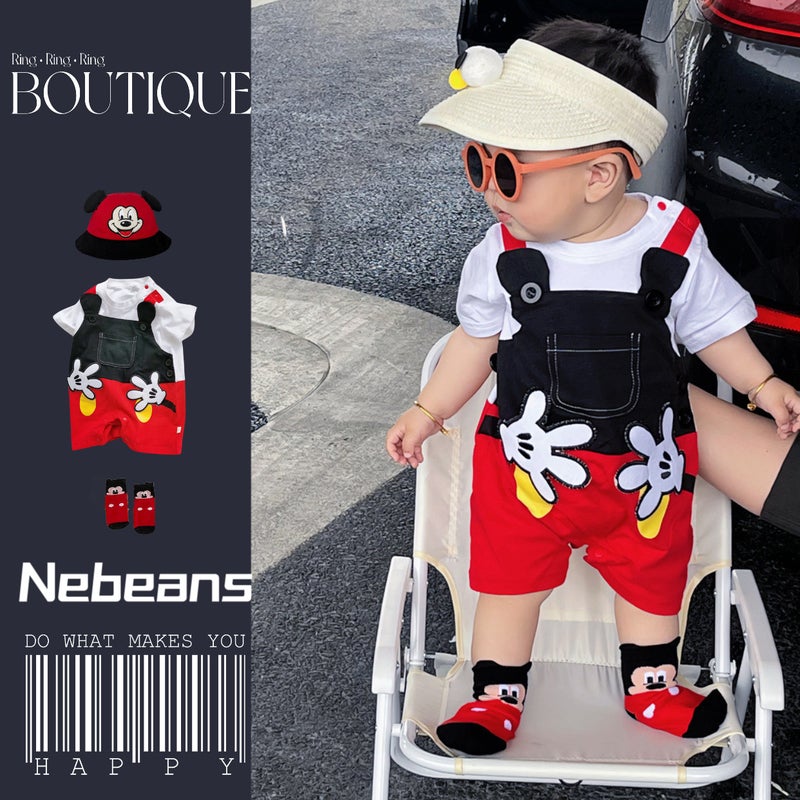 Áo Li N Thân Choanan Cartoon Style Palm Odd Short-Sleeved Jumpsuit Baby Romper - Image 2