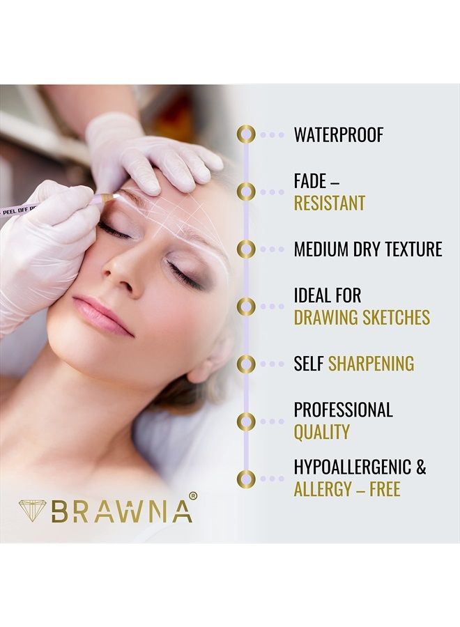 BRAWNA 6 Pcs Eyebrow Pencils with 1 Sharpener- Durable Waterproof Eyebrow Pencil - Quick, Efficient & Easy to Use Eye Brow Pencils for Shaping, Defining & Microblading- White - Image 2