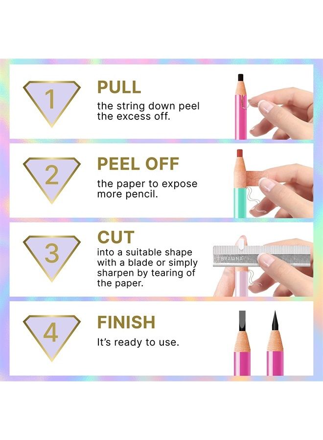 BRAWNA 6 Pcs Eyebrow Pencils with 1 Sharpener- Durable Waterproof Eyebrow Pencil - Quick, Efficient & Easy to Use Eye Brow Pencils for Shaping, Defining & Microblading- White - Image 4