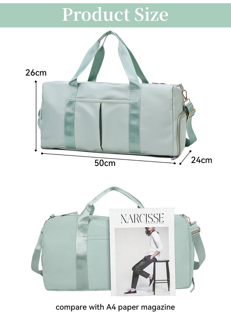 Moovant - Large Capacity Gym Bag with Shoes Compartment, Sports Bag with Waterproof Pocket for Wet Towels, Travel Duffel Bag, Green - Image 1