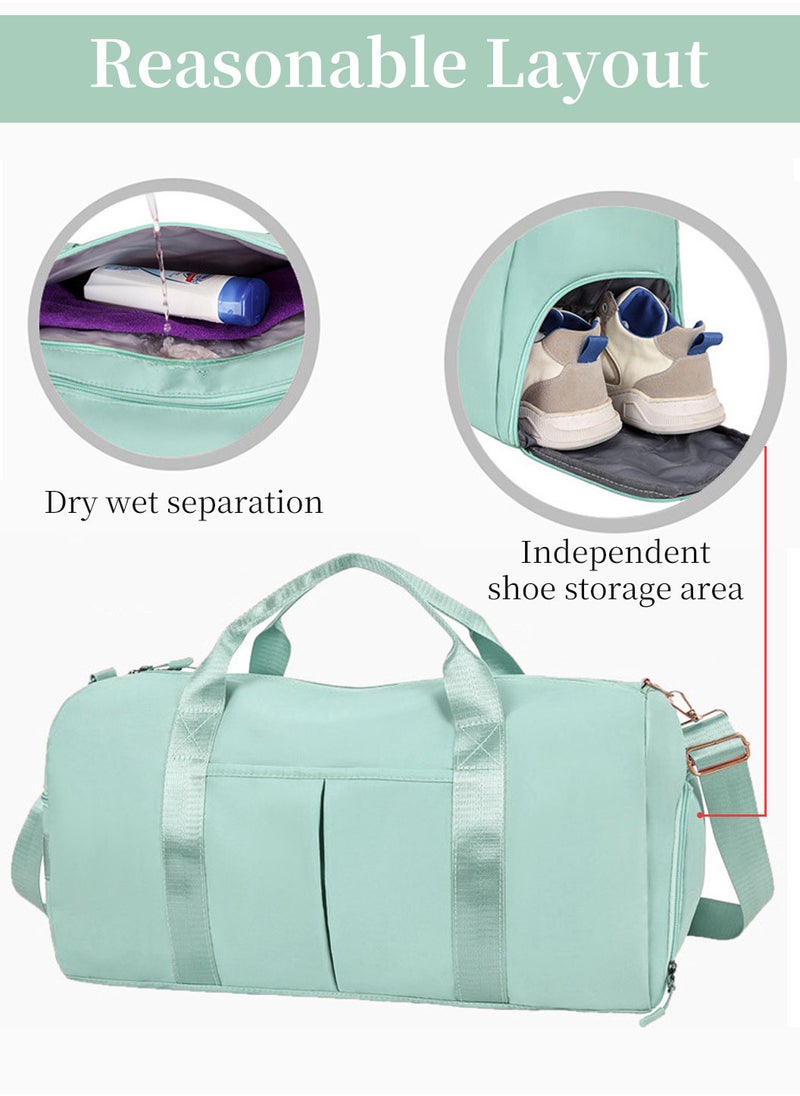 Moovant - Large Capacity Gym Bag with Shoes Compartment, Sports Bag with Waterproof Pocket for Wet Towels, Travel Duffel Bag, Green - Image 1
