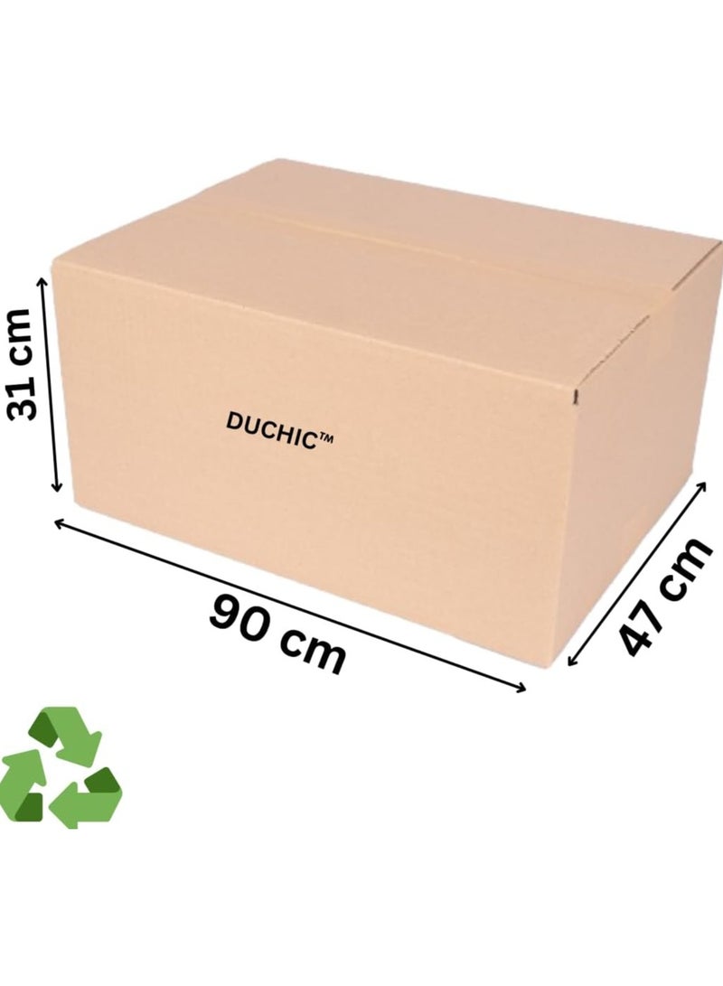 DUCHIC [5 PACK] CARGO BOX FOR SHIPPING (90x47x31), PACKING BOXES, BROWN CARTON BOX, HOUSE SHIFTING BOXES, CARDBOARD STORAGE BOX ORGANAIZER, SET OF 5 BOXES (90x47x31) - Image 2