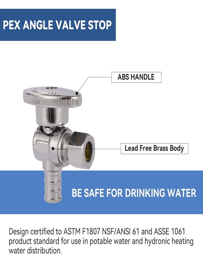 GUOFIS Angle Stop Valve,1/2 Inch Pex X 3/8 Inch OD Compression Angle Shut-off Valve with 1/4 Turn on/off (Pack of 10,ASTM F1807)(VALVE076-10Pack) - Image 2