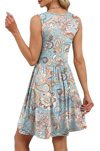 OFEEFAN Sundresses for Women Resort Wear for Women 2026 Sun Dresses Babydoll Dress Classy Outfits Tea Party Blue Print S - Image 5