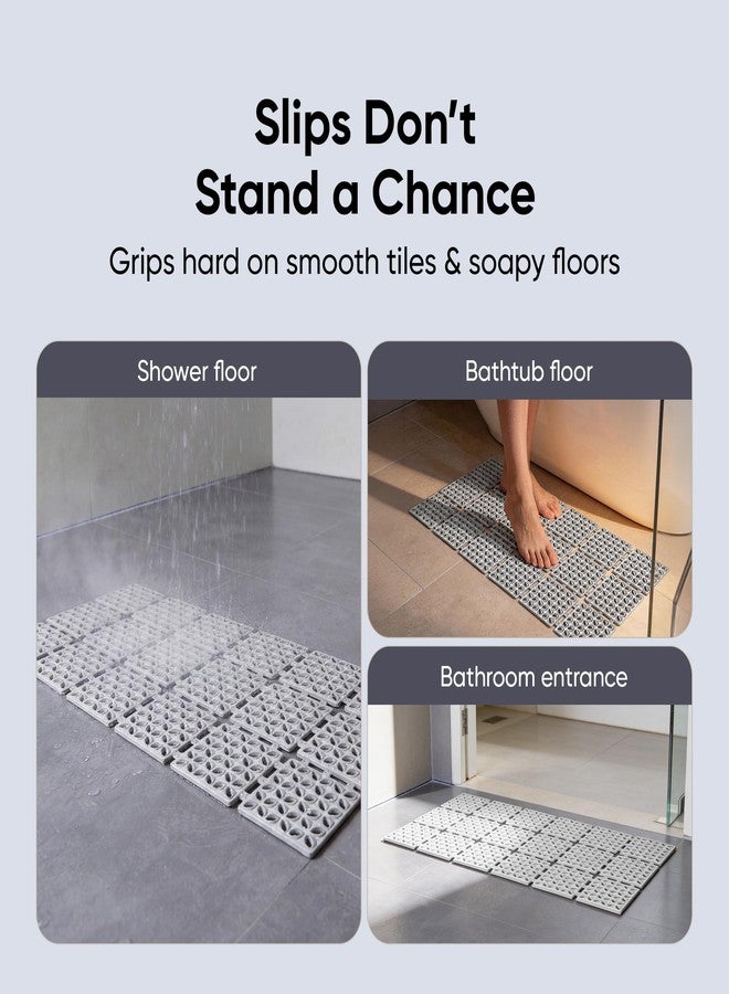 Frido Anti-Slip Bath Mat| PVC Shower Mat Stays Firm on Wet Bathroom Floors | Denser Quick-Drain Design for Faster Drying | Helps Prevent Mould Buildup | Slate Grey - Image 3
