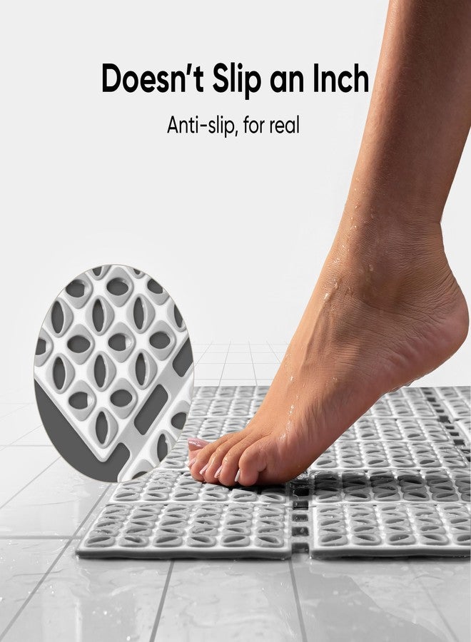 Frido Anti-Slip Bath Mat| PVC Shower Mat Stays Firm on Wet Bathroom Floors | Denser Quick-Drain Design for Faster Drying | Helps Prevent Mould Buildup | Slate Grey - Image 2