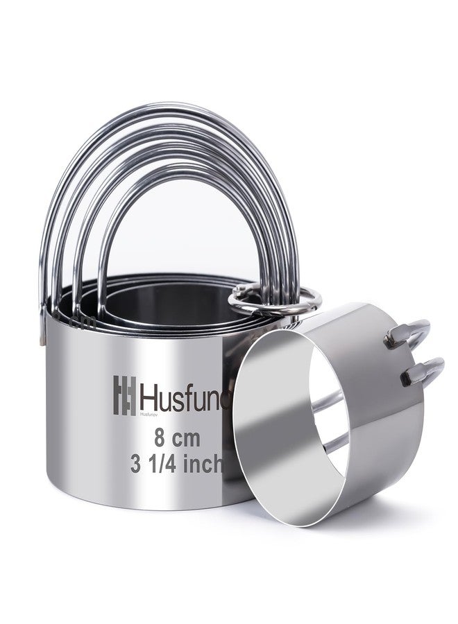 Husfunov Biscuit Cutter Set Round Cookie Cutters with Handle 5 Pieces Stainless Steel Circle Professional Baking Dough Tools for Cake - Image 1