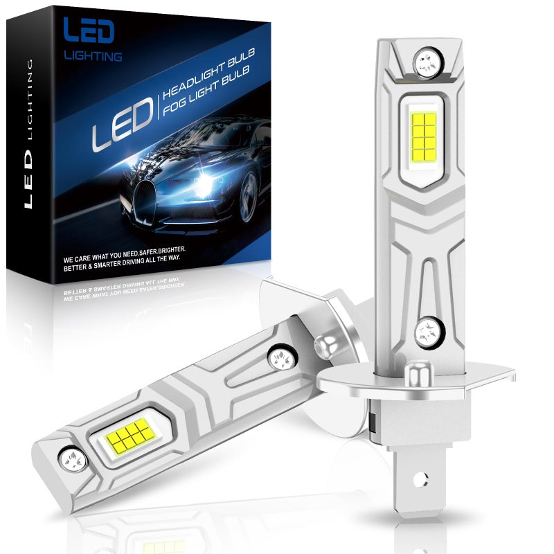 SHINYY مصابيح أمامية LED H1 SHINYY، 2023 جديدة 18000LM 6500K بيضاء LED H1 مصابيح أمامية خالية من أخطاء CANbus، مصابيح عالية ومنخفضة H1 للسيارة، بديل 1:1 لمصابيح الهالوجين والزينيون، 2 قطعة - Image 1