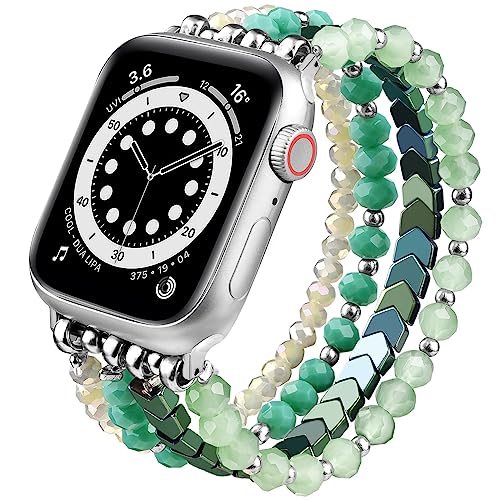 MOFREE Beaded Bracelet Compatible with Apple Watch Band 38mm/40mm/41mm/42mm（Series 10） 9/8/7/SE/6/5/4/3/2/1 Women Fashion Handmade Elastic Stretch Strap for iWatch Bands Replacement - Image 1