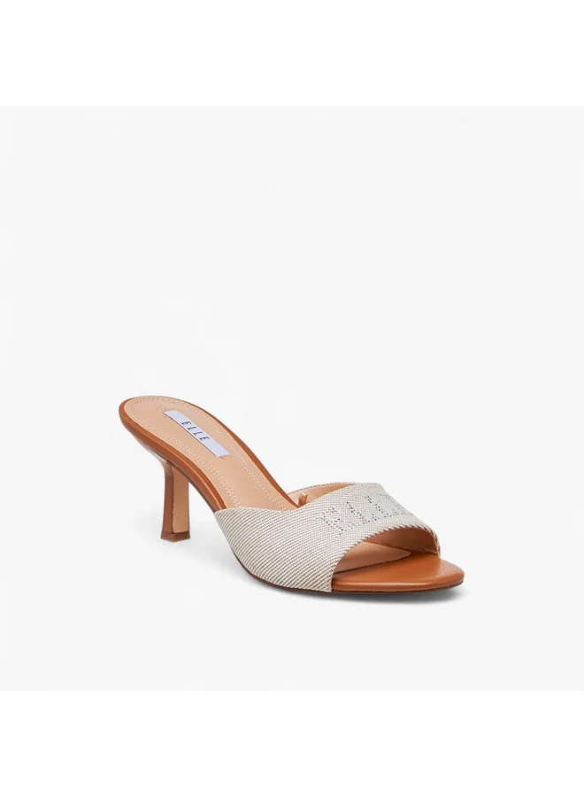 ايل Women's Logo Detail Slip-On Sandals with Stiletto Heels