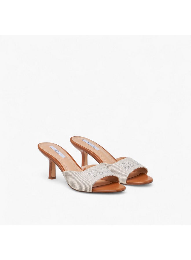 ELLE Women's Logo Detail Slip-On Sandals with Stiletto Heels - Image 3