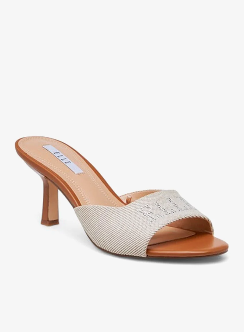 ELLE Women's Logo Detail Slip-On Sandals with Stiletto Heels