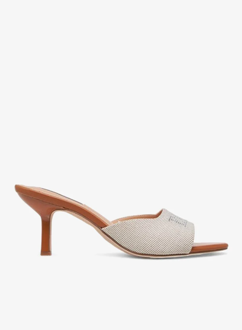 ELLE Women's Logo Detail Slip-On Sandals with Stiletto Heels