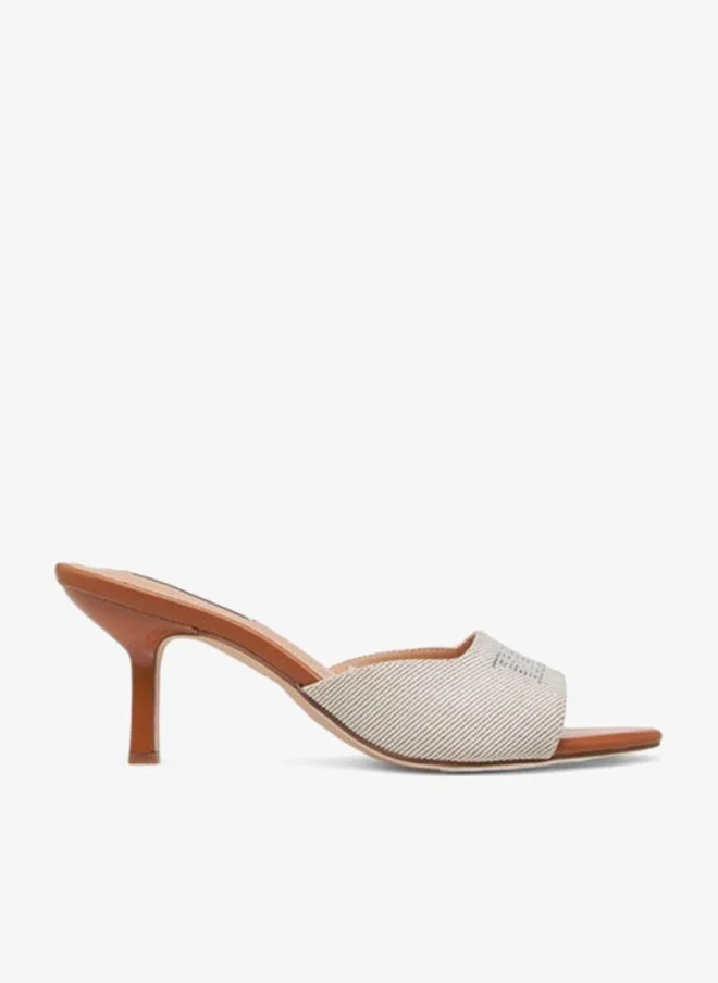 ELLE Women's Logo Detail Slip-On Sandals with Stiletto Heels