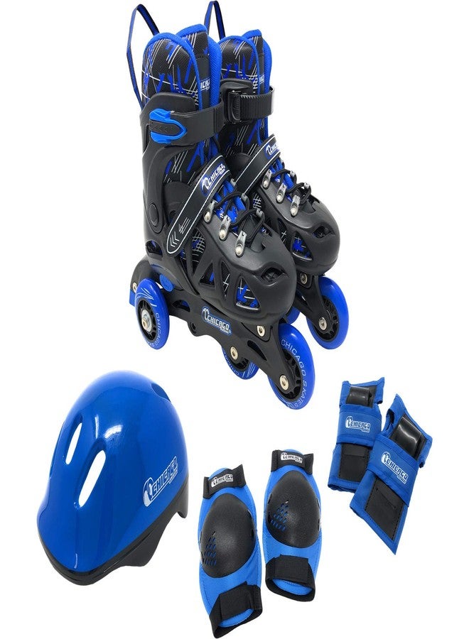 Chicago Inline Training Roller Skates with Protective Gear for Kids - Durable, Top Performance Roller Blades - Wrist Guards, Kneepads & Backpack- Padded High-Top Boots,64mm Wheels - Indoor/Outdoor Use