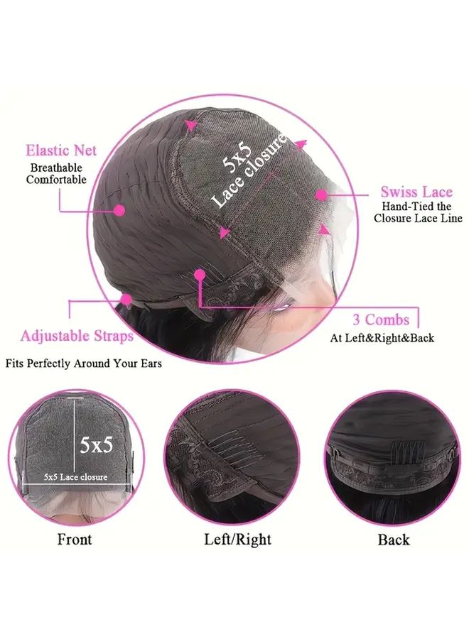 باروكة شعر بشري مع دانتيل أمامي، موجة الجسم 18 بوصة للنساء، مظهر طبيعي - Image 5