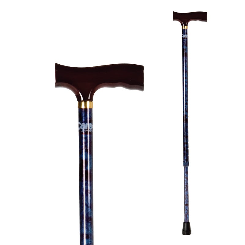 Carex Designer Derby Walking Cane Height Adjustable Cane Latex Free Molded Soft Grip Handle Supports 250lbs Blue