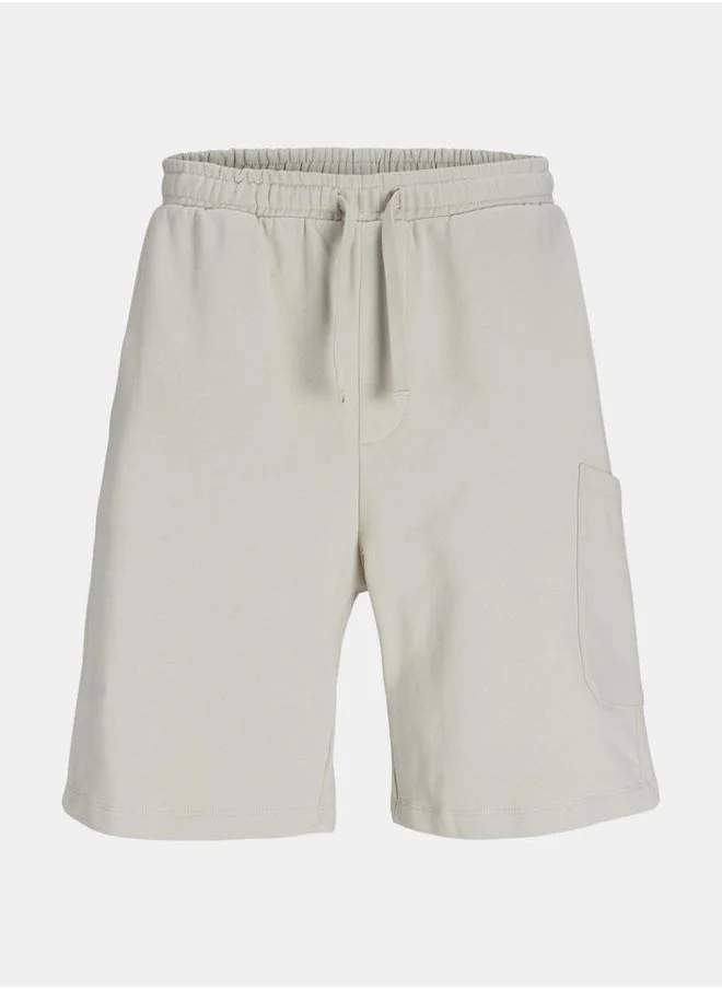 JACK & JONES Solid Sweat Shorts with Patch Pocket